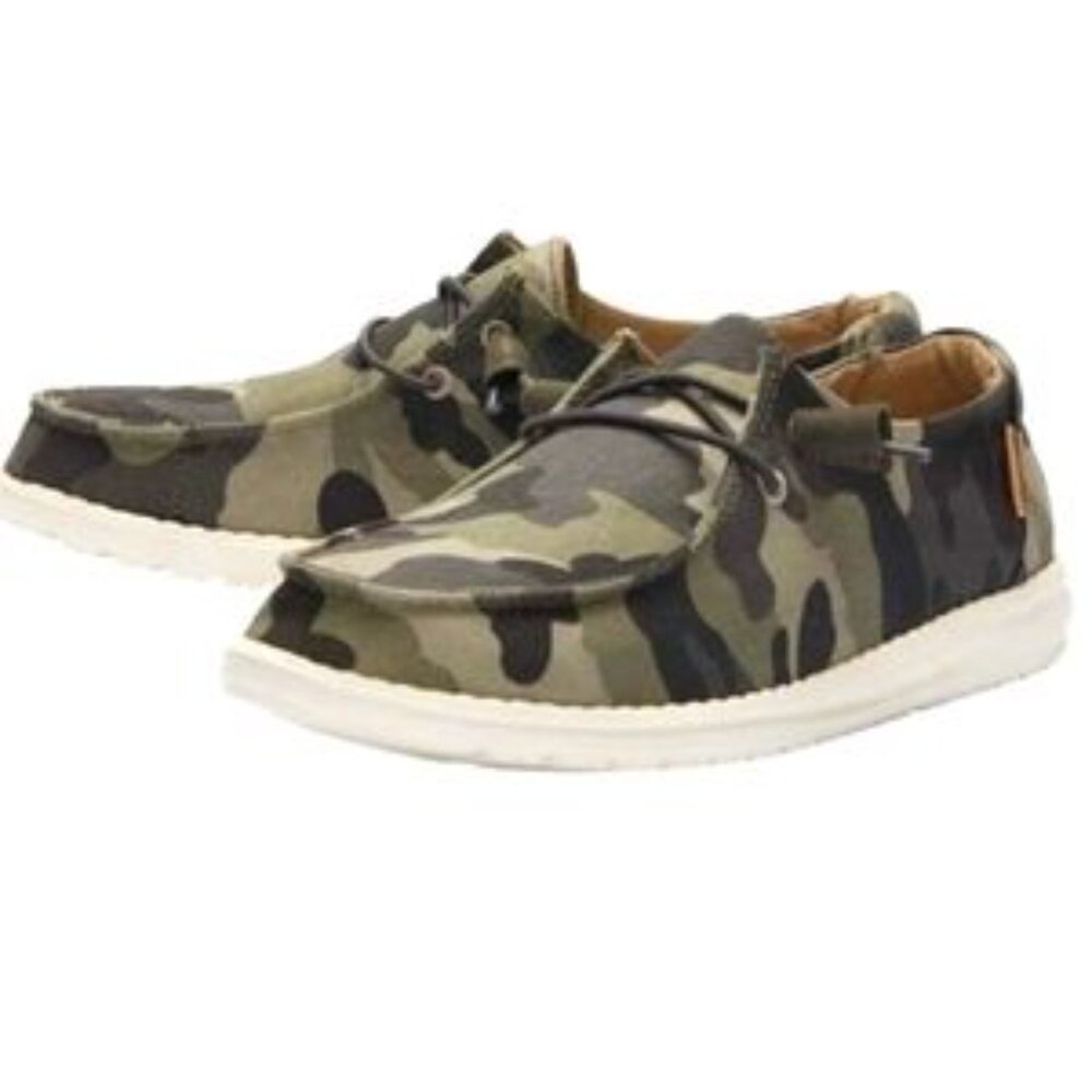 Hey Dude Wendy Camo Slip-On Shoes in Green and Black - Picture 12 of 16